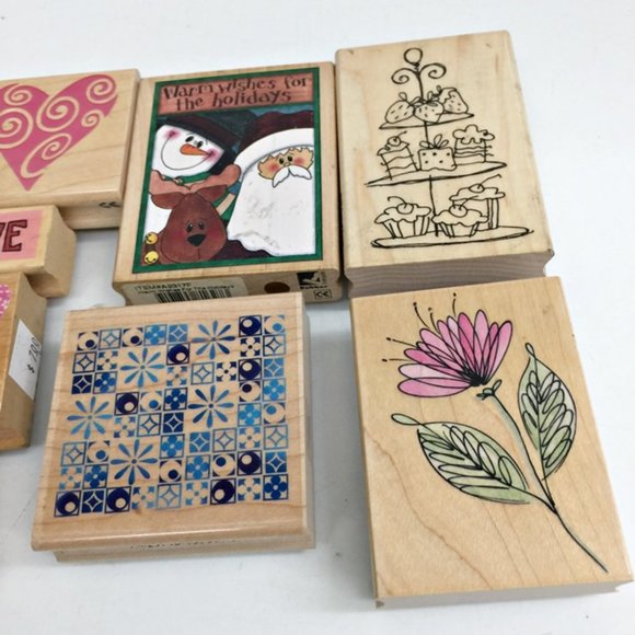 Lot 11 Rubber Stamps Hero Arts Inkadinkado Stampe - Picture 5 of 11